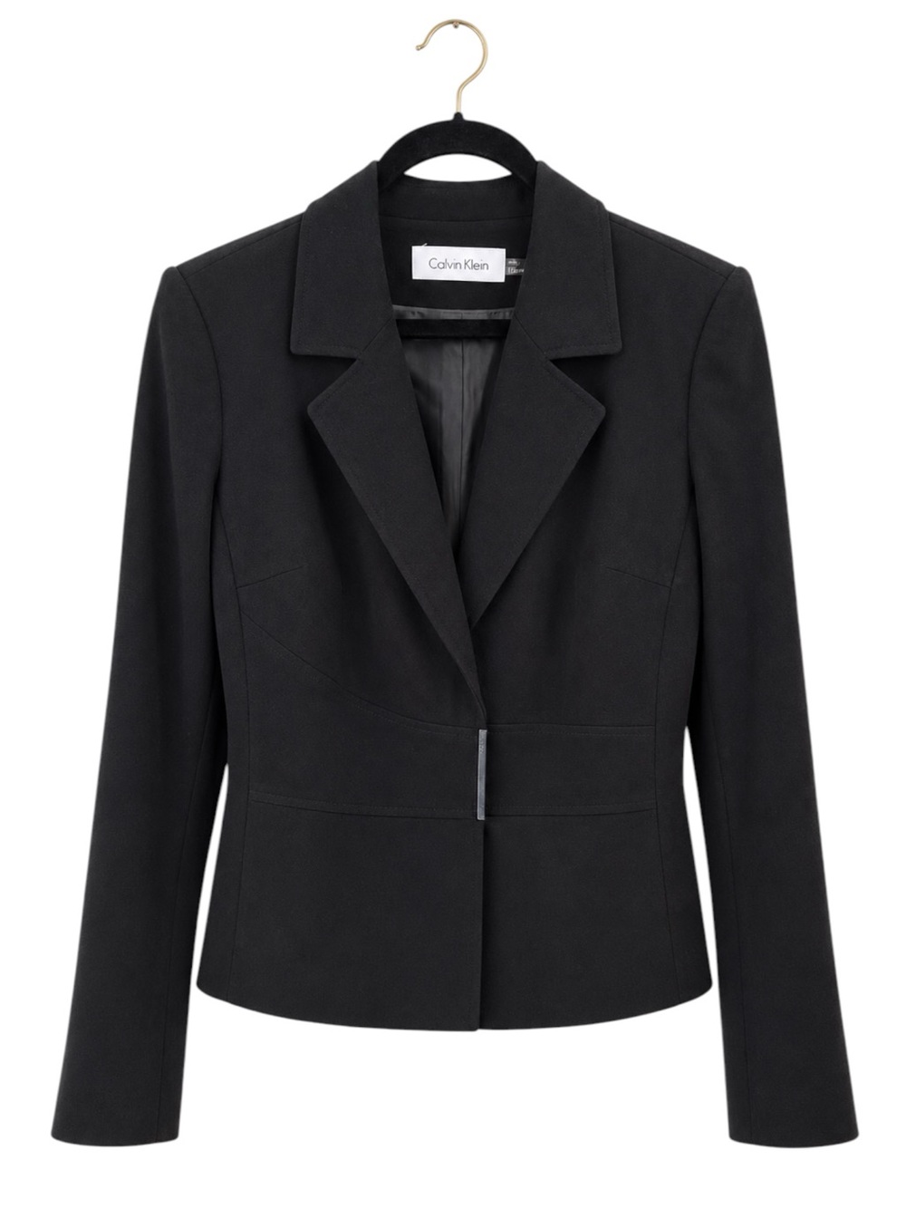 Calvin Klein Black Tailored Career Blazer Jacket Size 10 Stretch Office Business